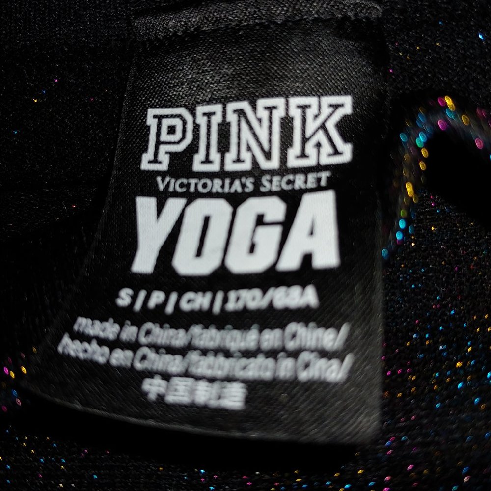 Victoria's Secret PINK black w/multi color metallic glitter leggings NWOT sz SP - Picture 3 of 8